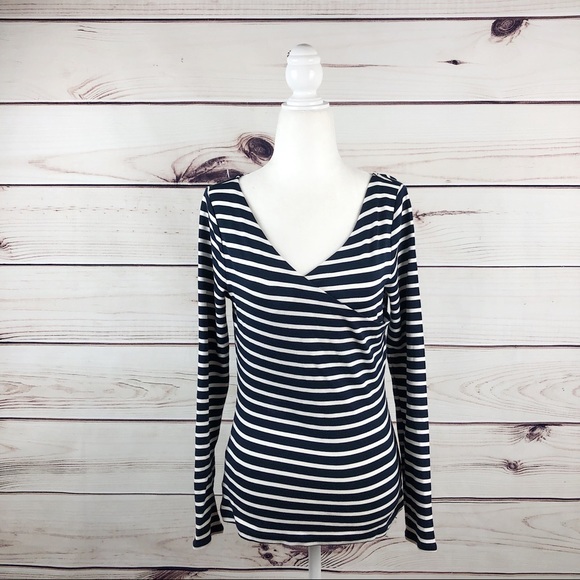 Ann Taylor Tops - ANN TAYLOR stripe wrap long sleeve size small